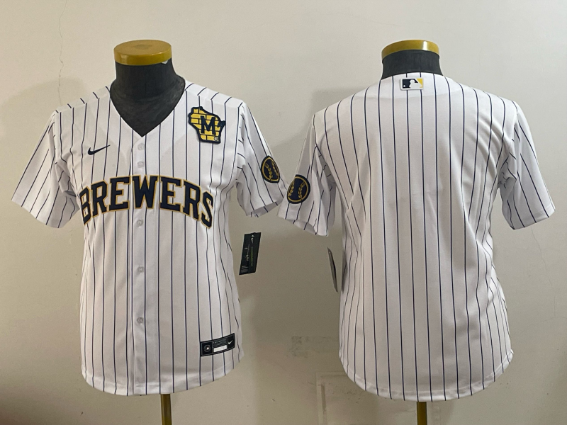 Youth 2026 Milwaukee Brewers blank white Game Nike MLB Jersey 0823009